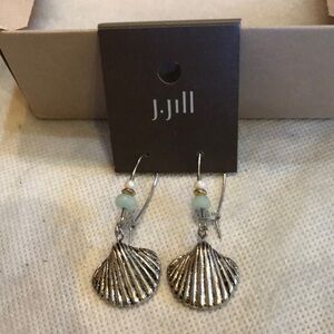 J. Jill silver-tone dangling shell, mint pearl gold beaded french hook earrings